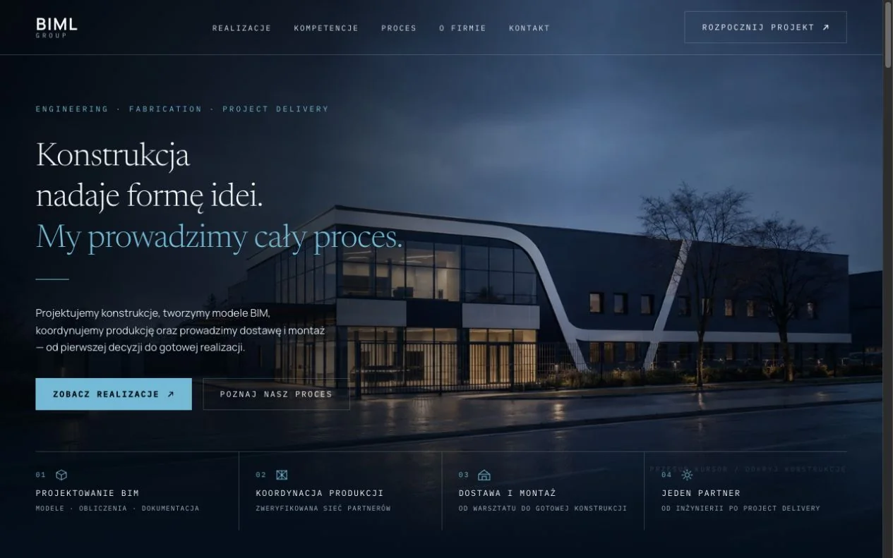 Projekt strony bimlgroup.pl