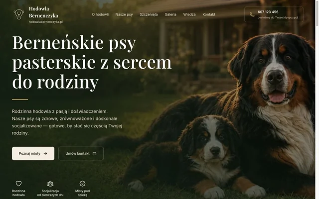 Projekt strony hodowlabernenczyka.pl