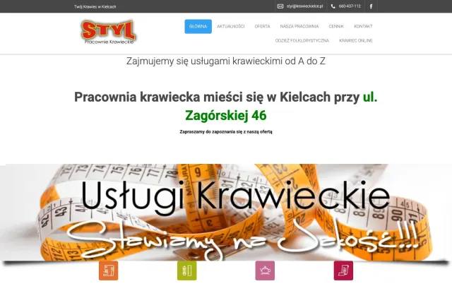Widok strony krawieckielce.pl
